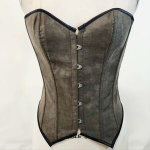 Brown Corset Top with Black Trim